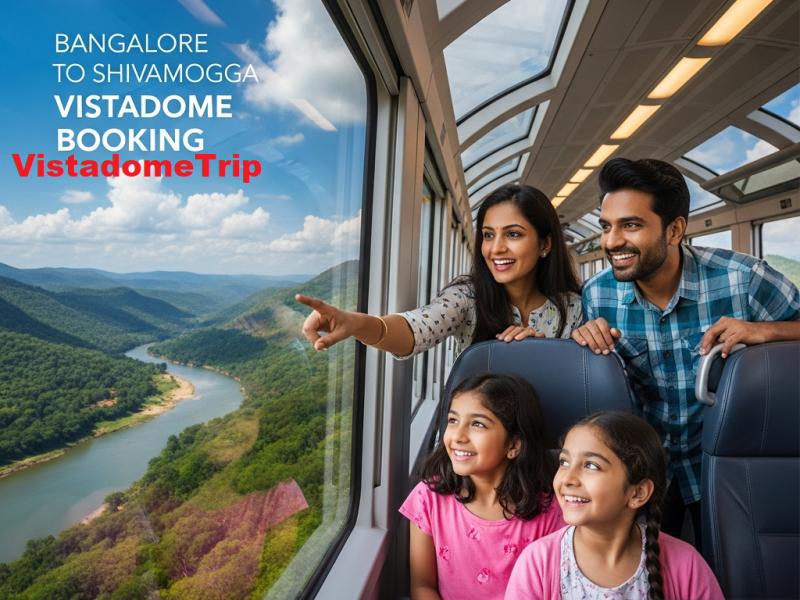 An Indian family enjoying the Bengaluru to Shivamogga Vistadome View